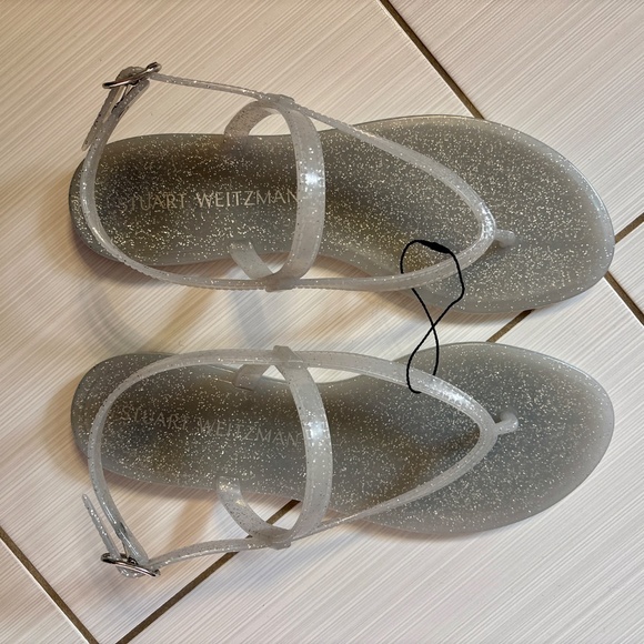 Stuart Weitzman Summer Jelly Sandals in Silver, size 10 - Picture 8 of 9
